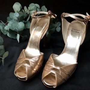 Stuart Weiztman Open Toe Gold Glitter Heel